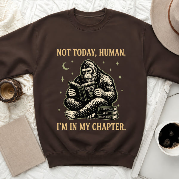 Not Today, Human Sweatshirt in Dark Chocolate