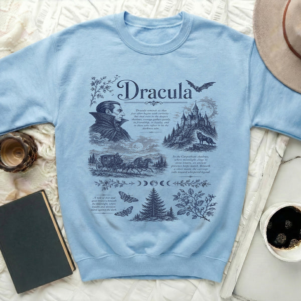 Gothic Dracula Legend Sweatshirt in Light Blue