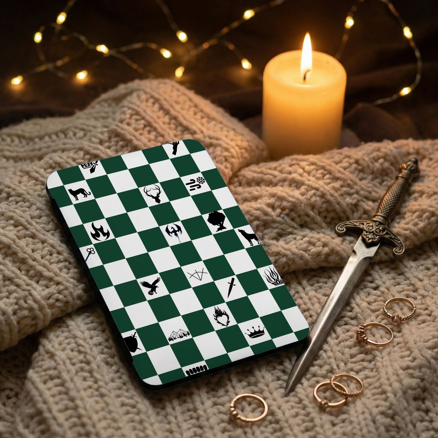 Green White Checkerboard Fantasy Sigil Crests product type