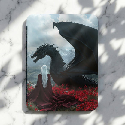 Black Dragon White Haired Woman Red Poppies Mountain View product type