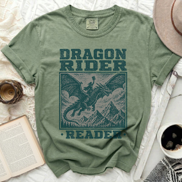 Dragon Rider Reader Tee in Moss