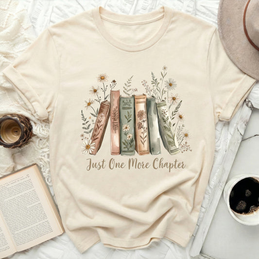 Just One More Chapter Floral Books Graphic T-shirt