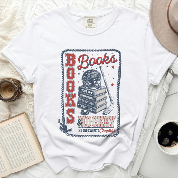 Books & Hockey Chapters Tee in White