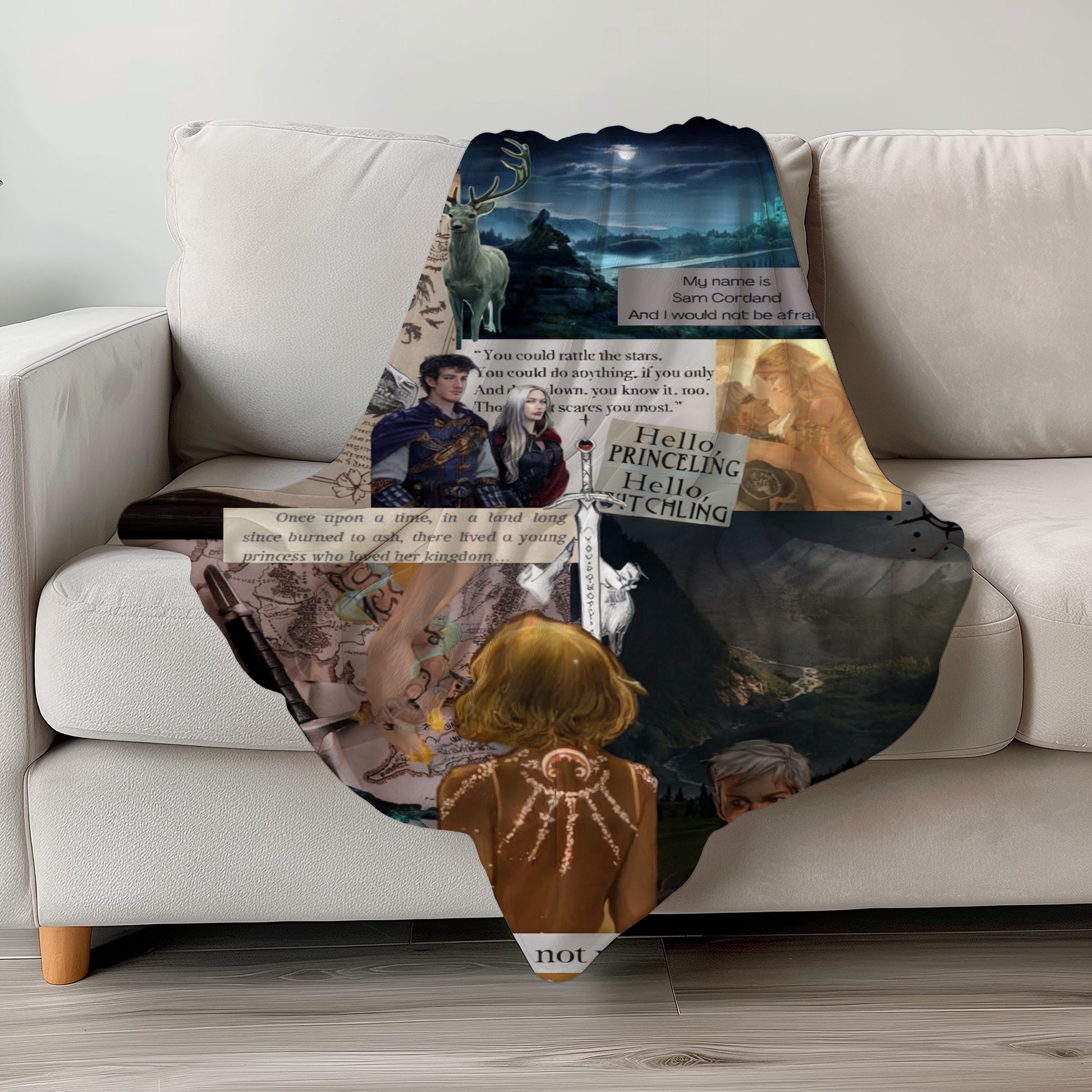 Fantasy Collage Book Reading Blanket Wall Art