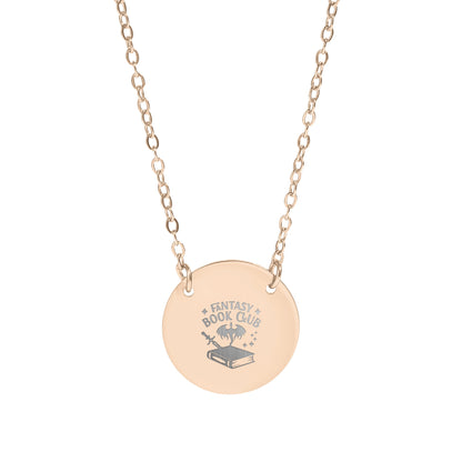 Fantasy Book Club Pendant Necklace Engraved Design