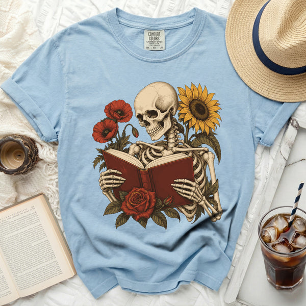 Botanical Bookworm Tee in Chambray