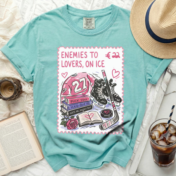 Enemies to Lovers Hockey Romance Tee in Island Reef