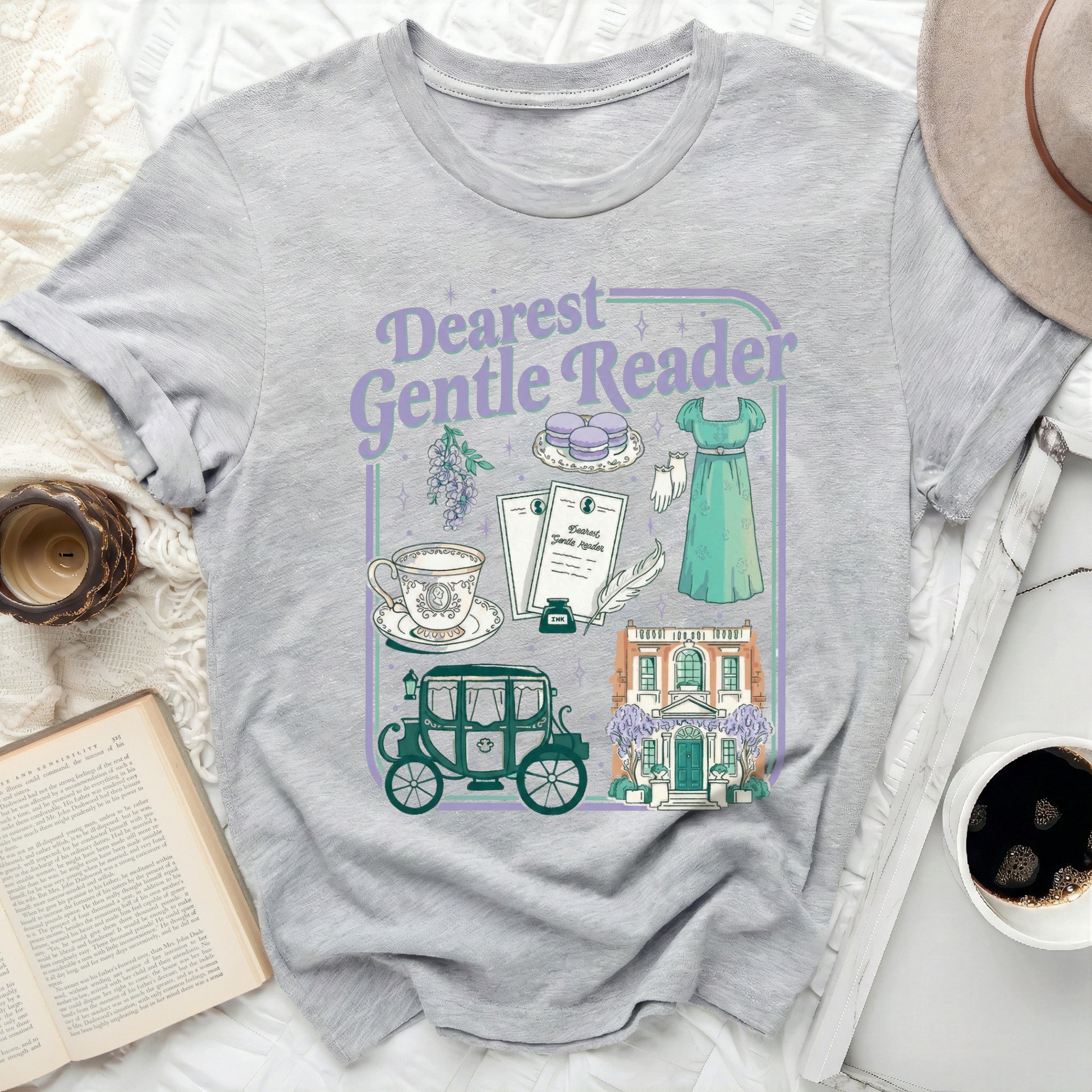 Dearest Gentle Reader Tee with Charming Illustrations