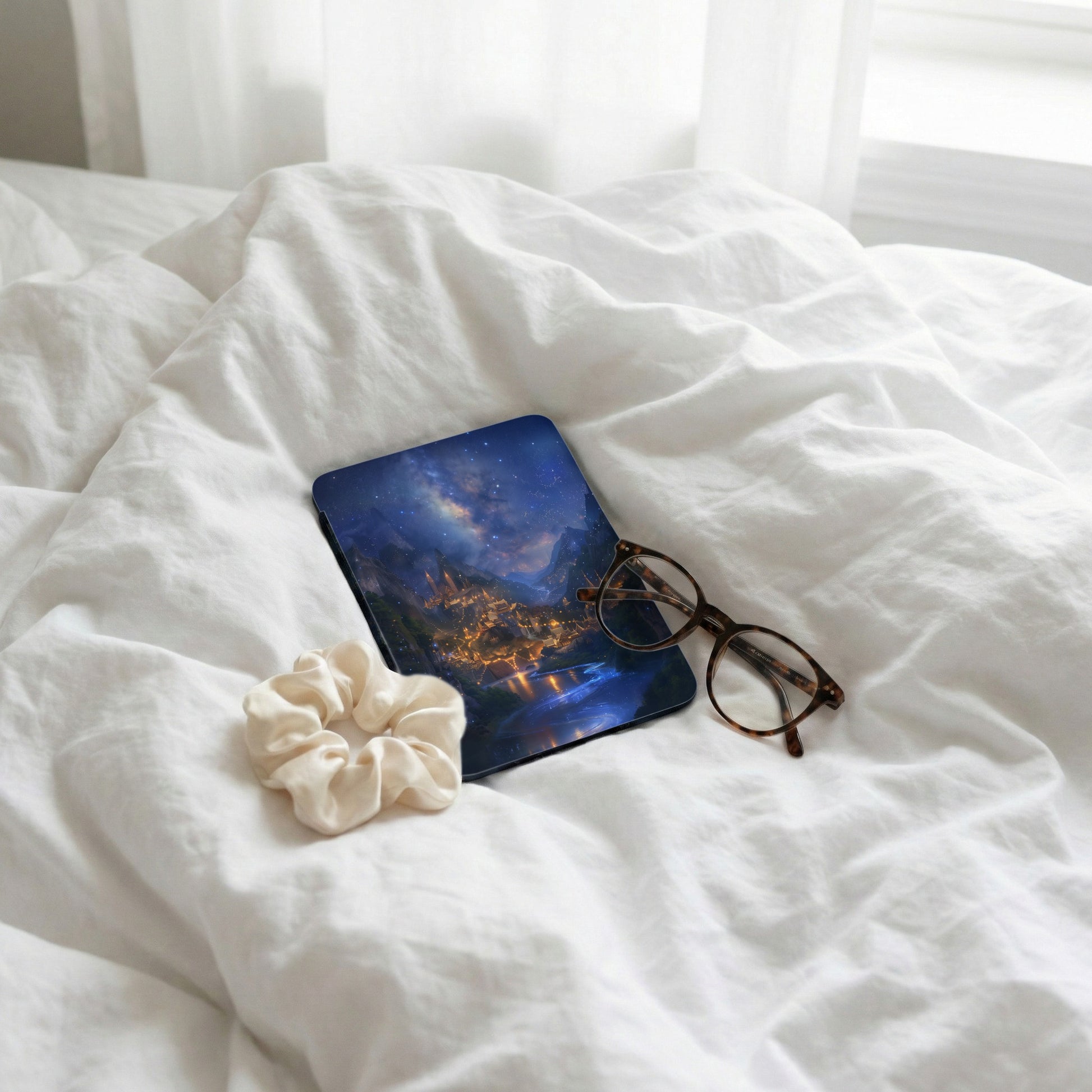 Galactic Sky Luminous Town Mountain River Reflection product type