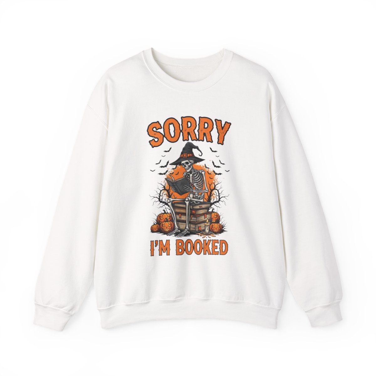 Sorry I am Booked Halloween Skeleton Reading Sweatshirt - MagicMerchEmporium