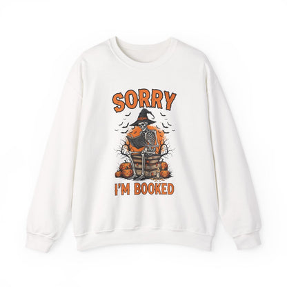 Sorry I am Booked Halloween Skeleton Reading Sweatshirt - MagicMerchEmporium