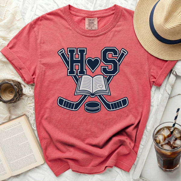 H+S Heart & Hockey Tee in Watermelon