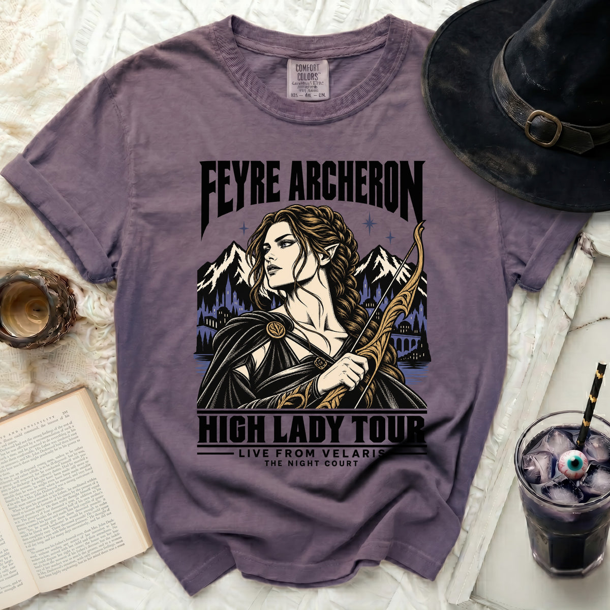 Feyre Archerron High Lady Tour Live from Velaris The Night Court graphic t-shirt.