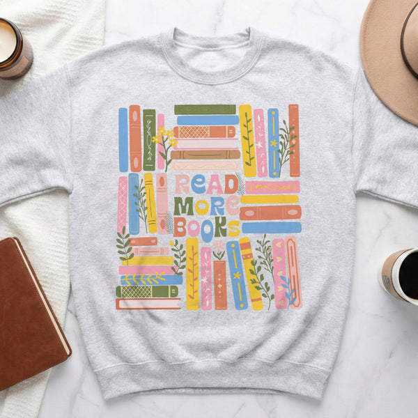 Vibrant Bookshelf Sweatshirt in Ash