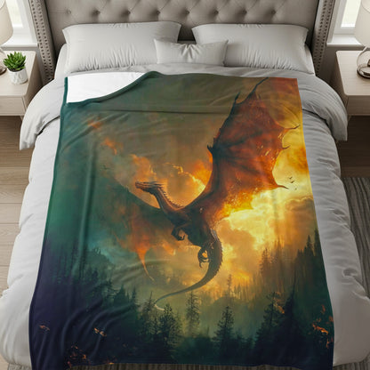 Majestic Fiery Dragon Art Blanket For Cozy Home Decor