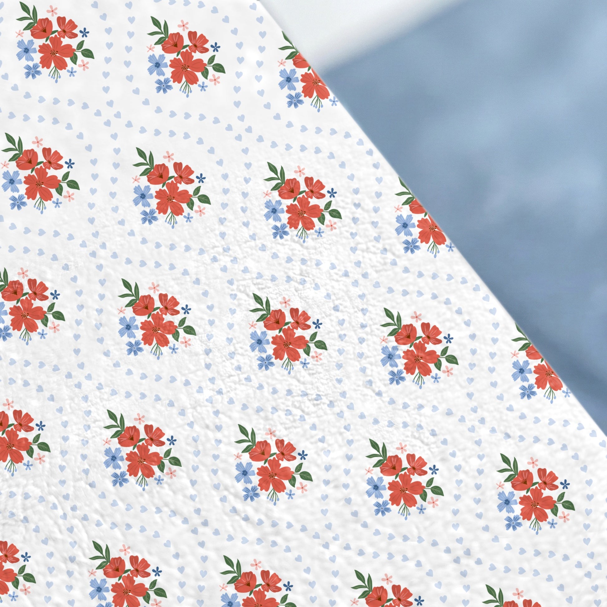 Red and Blue Floral Pattern Design on White Background product type