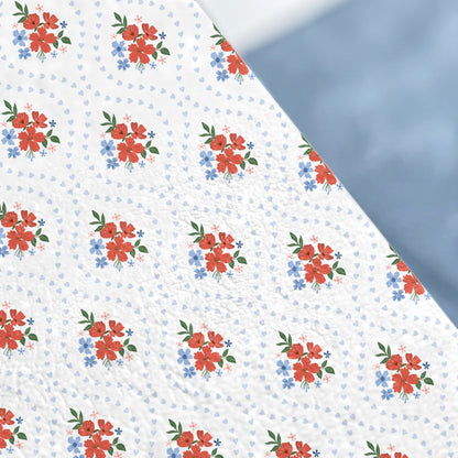 Red and Blue Floral Pattern Design on White Background product type