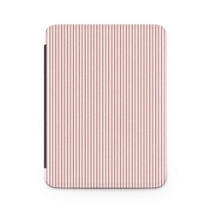 Red and White Vertical Striped Patterned iPad Case