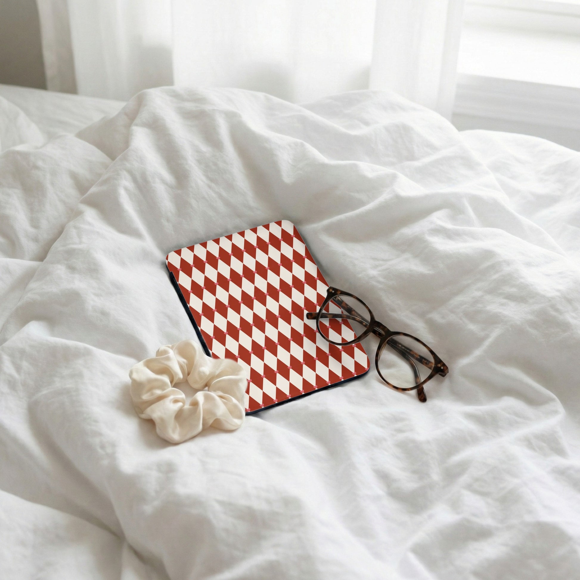 Red and White Checkered Pattern Tablet Case