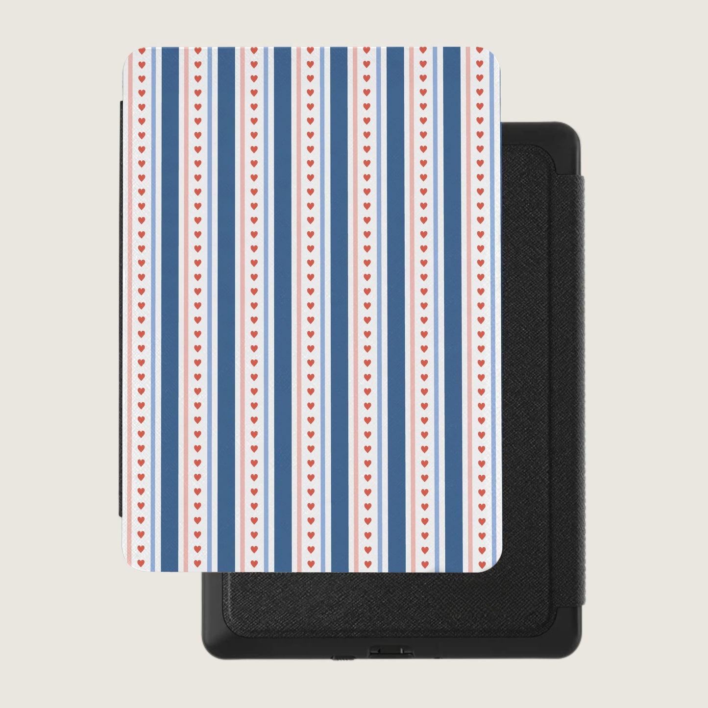 Striped Pattern with Red Heart Kindle Case Cover