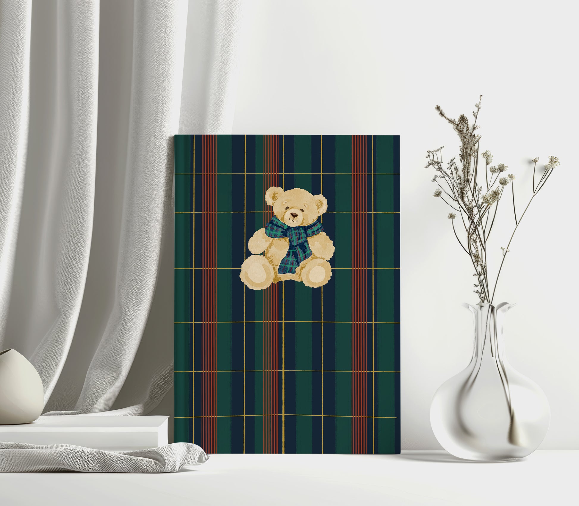 Plaid Teddy Bear Design Decorative Wall Art Product