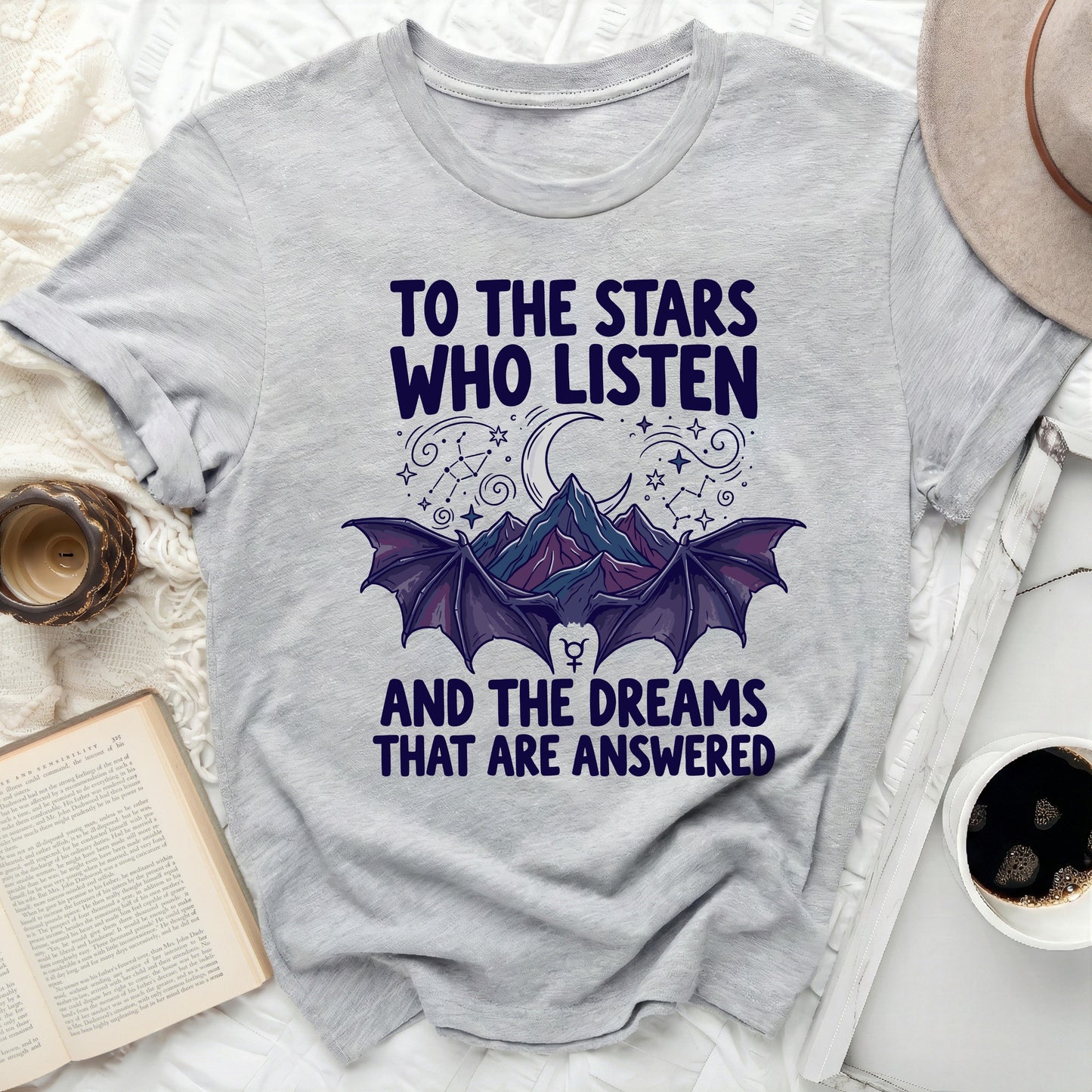 STARS WHO LISTEN AND DREAMS ARE ANSWERED product type
Celestial Shirt
Mystical Design
Stars Quote
Dreamer Tee
Bat Graphic
Night Sky Art
Gothic Aesthetic
Fantasy Inspired
Moon Stars
Constellation
Spiritual Apparel
Unique Statement
Cosmic Dreams
Witchy Vibes
Mountain Lover
Dark Academia
Bat Wings Tee
Universe Inspired
Quote Shirt
Magical Gift