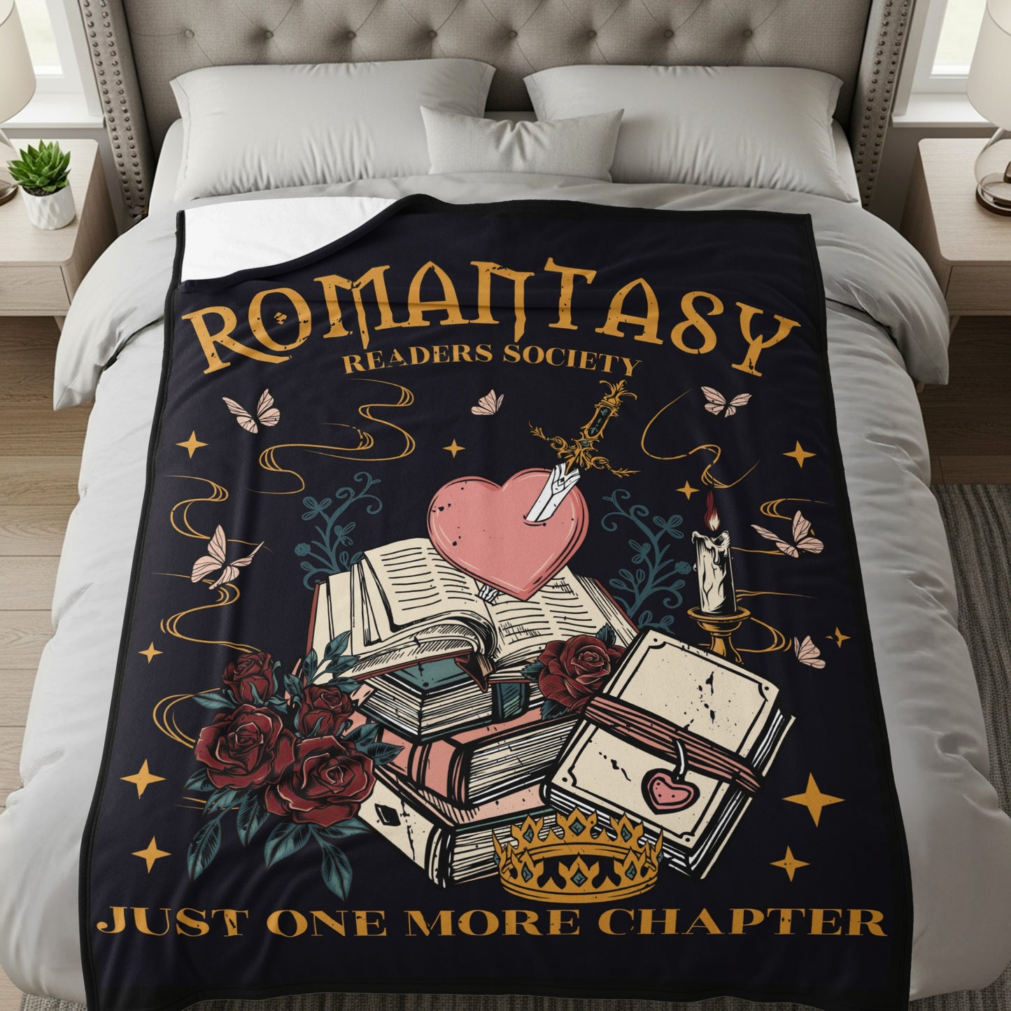 Romantasy Readers Society Just One More Chapter blanket