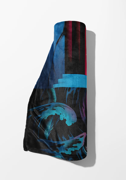 Striking Abstract Design Teal and Red Blanket