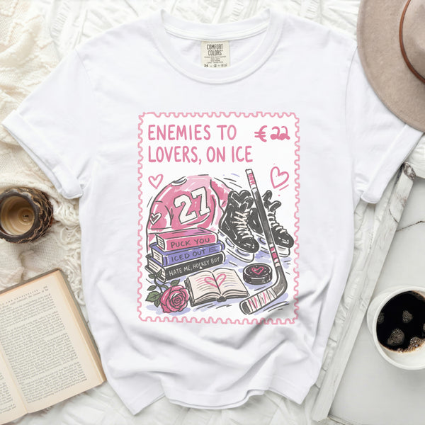 Enemies to Lovers Hockey Romance Tee in White