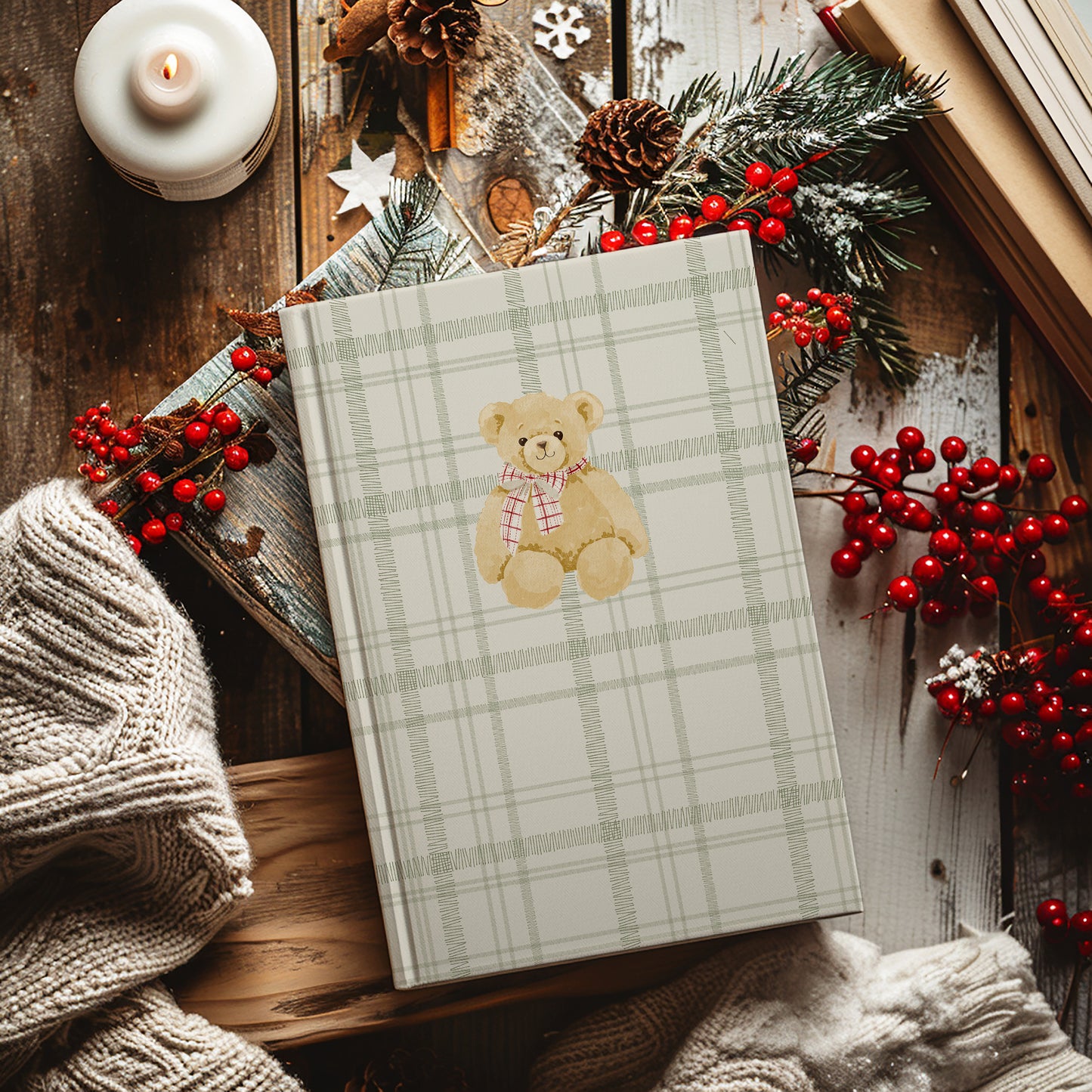 Cozy Holiday-Themed Journal with Adorable Bear Design
