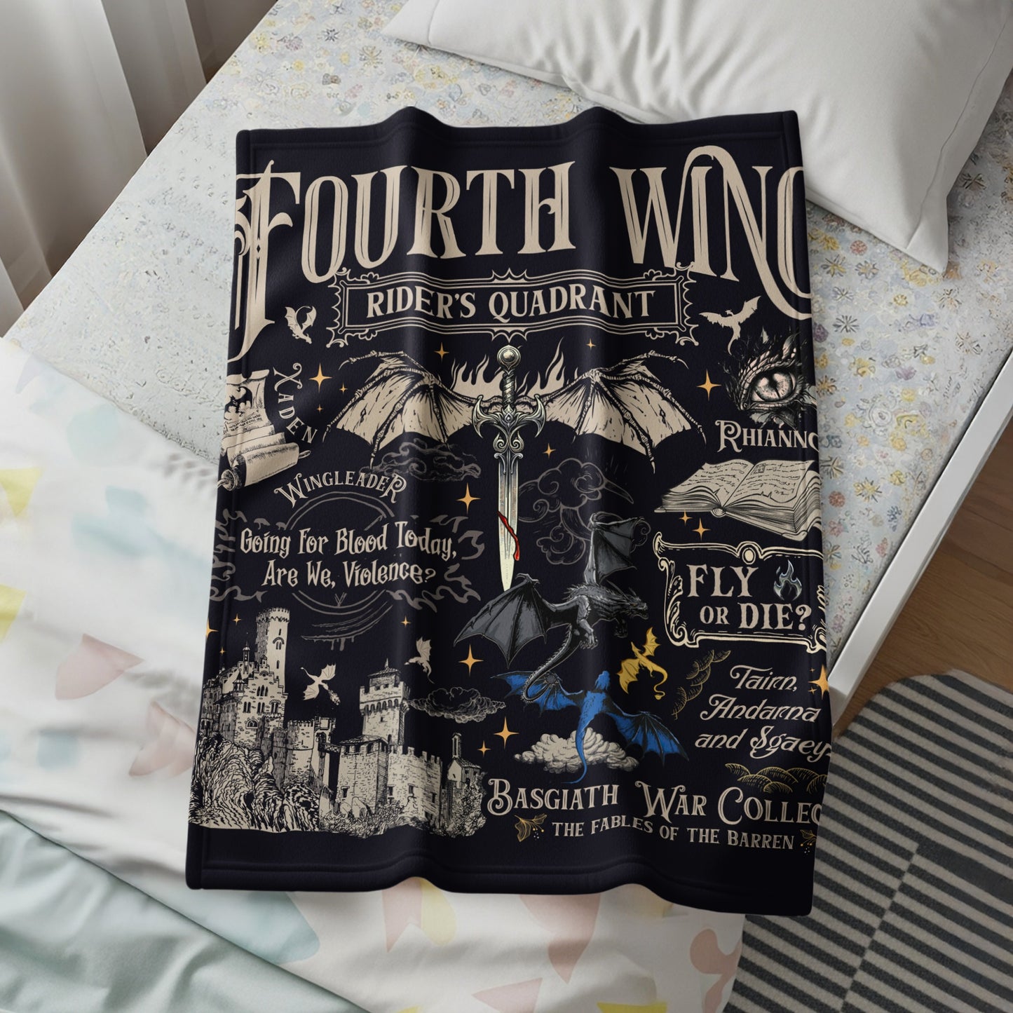 Fourth Wing Rider's Quadrant Tapestry Blanket