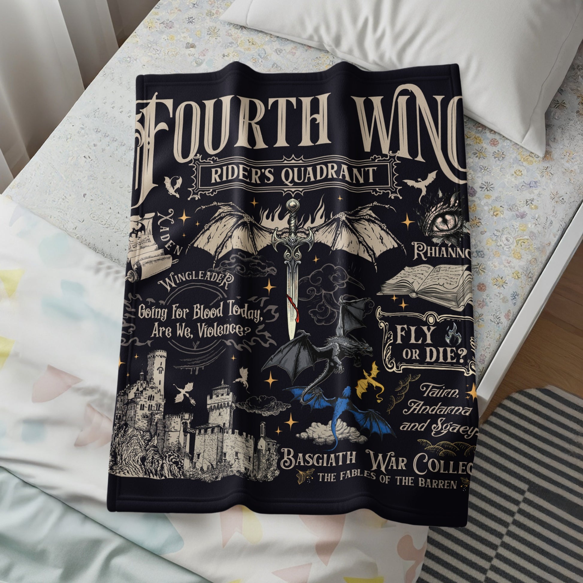 Fourth Wing Rider's Quadrant Tapestry Blanket