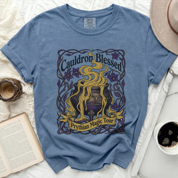 Cauldron Blessed Magic of Prythian Tee in Blue Jean