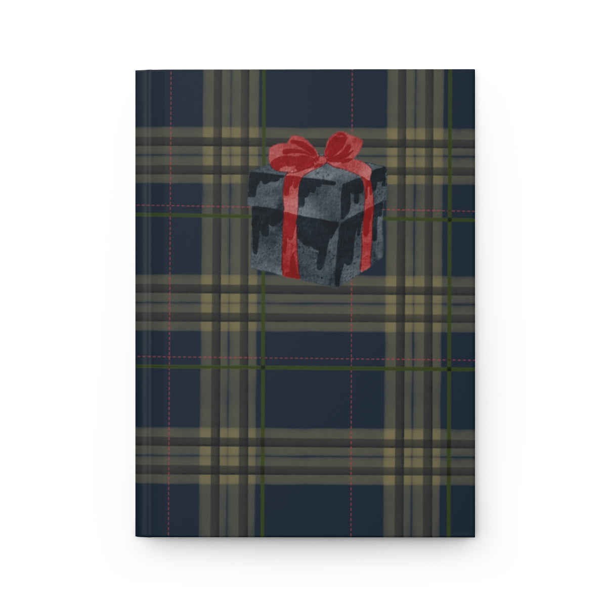 Navy Plaid Gift Wrapped Box Design Notebook