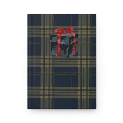 Navy Plaid Gift Wrapped Box Design Notebook