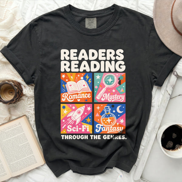 Readers Reading Genres Tee in Black