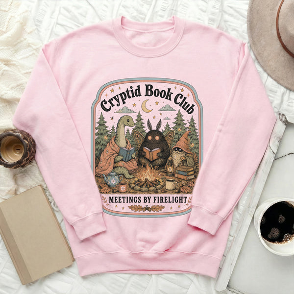 Cryptid Book Club Sweatshirt in Light Pink