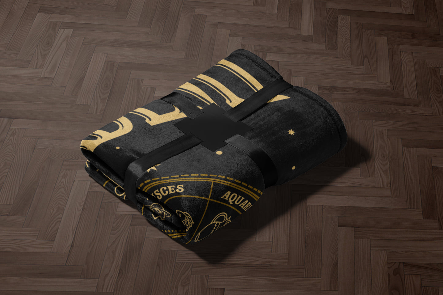 Zodiac Design Black and Gold Blanket product