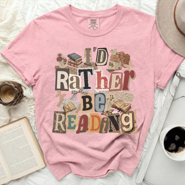 I'd Rather Be Reading Collage Tee in Blossom
