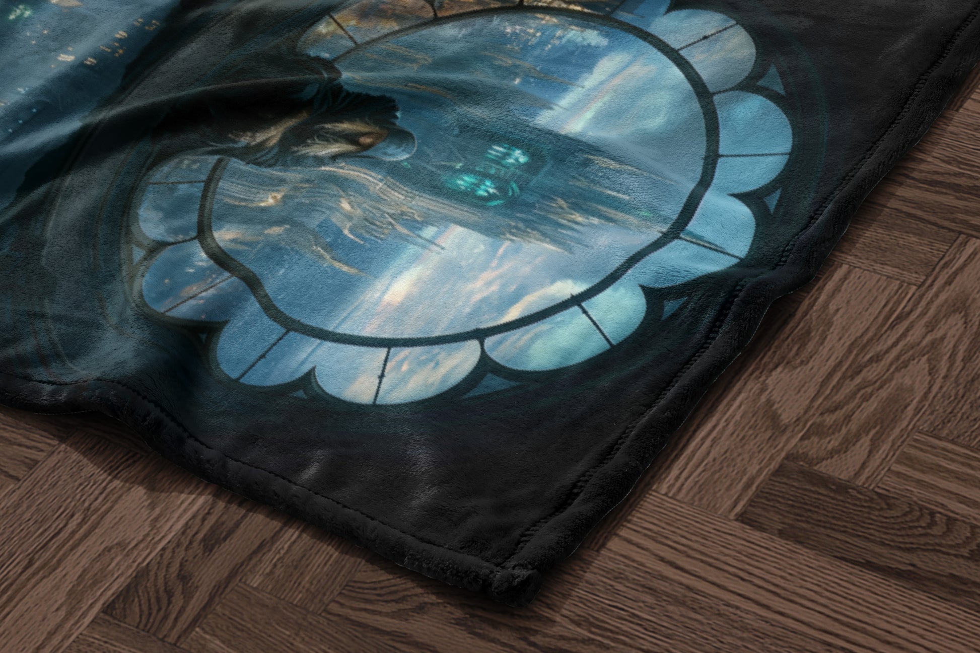 Dreamy Castle Through Stained Glass Art Blanket