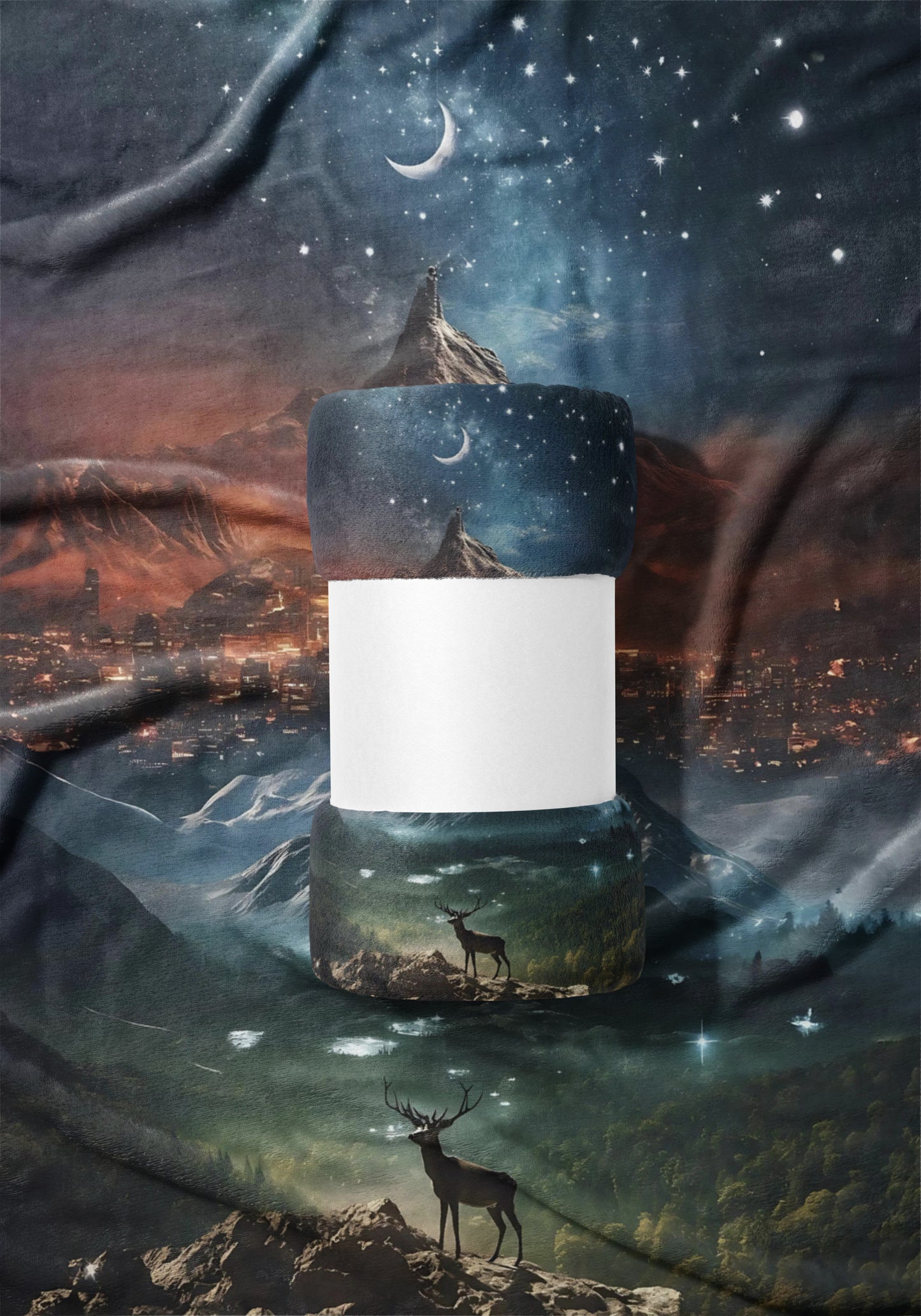 Enchanting Celestial Mountain and Deer Design Item