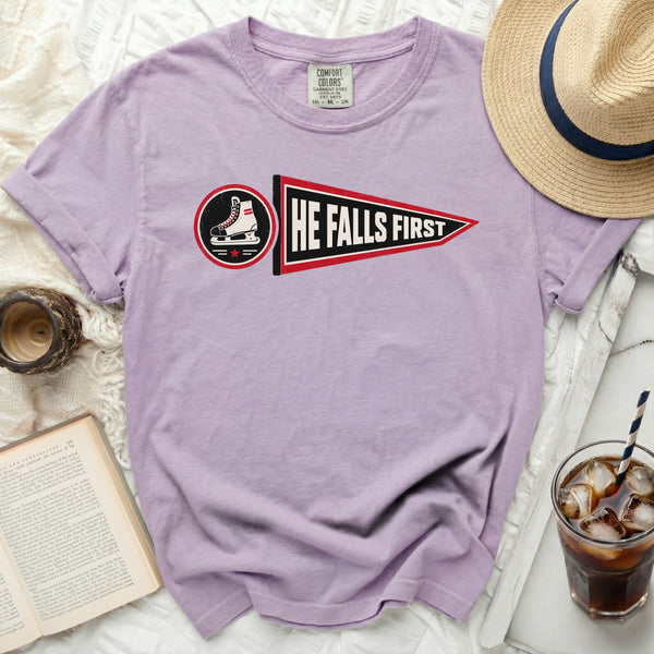 He Falls First Vintage Tee in Orchid
