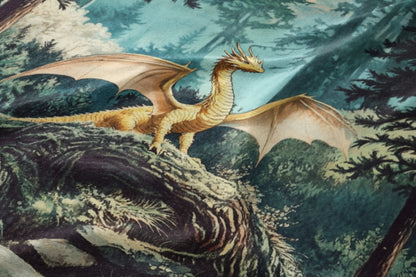 Majestic Golden Dragon in Enchanted Forest Wall Art