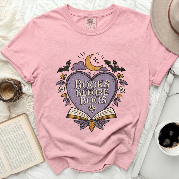 Books Before Boos Emblem Tee in Blossom