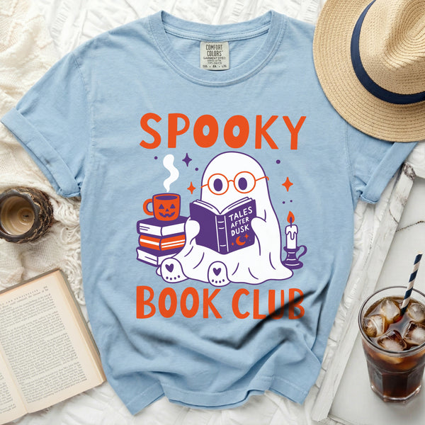 Spooky Book Club Tee in Chambray