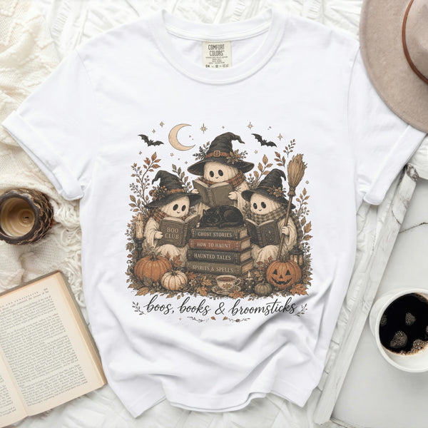 Boos & Books Tee in White
