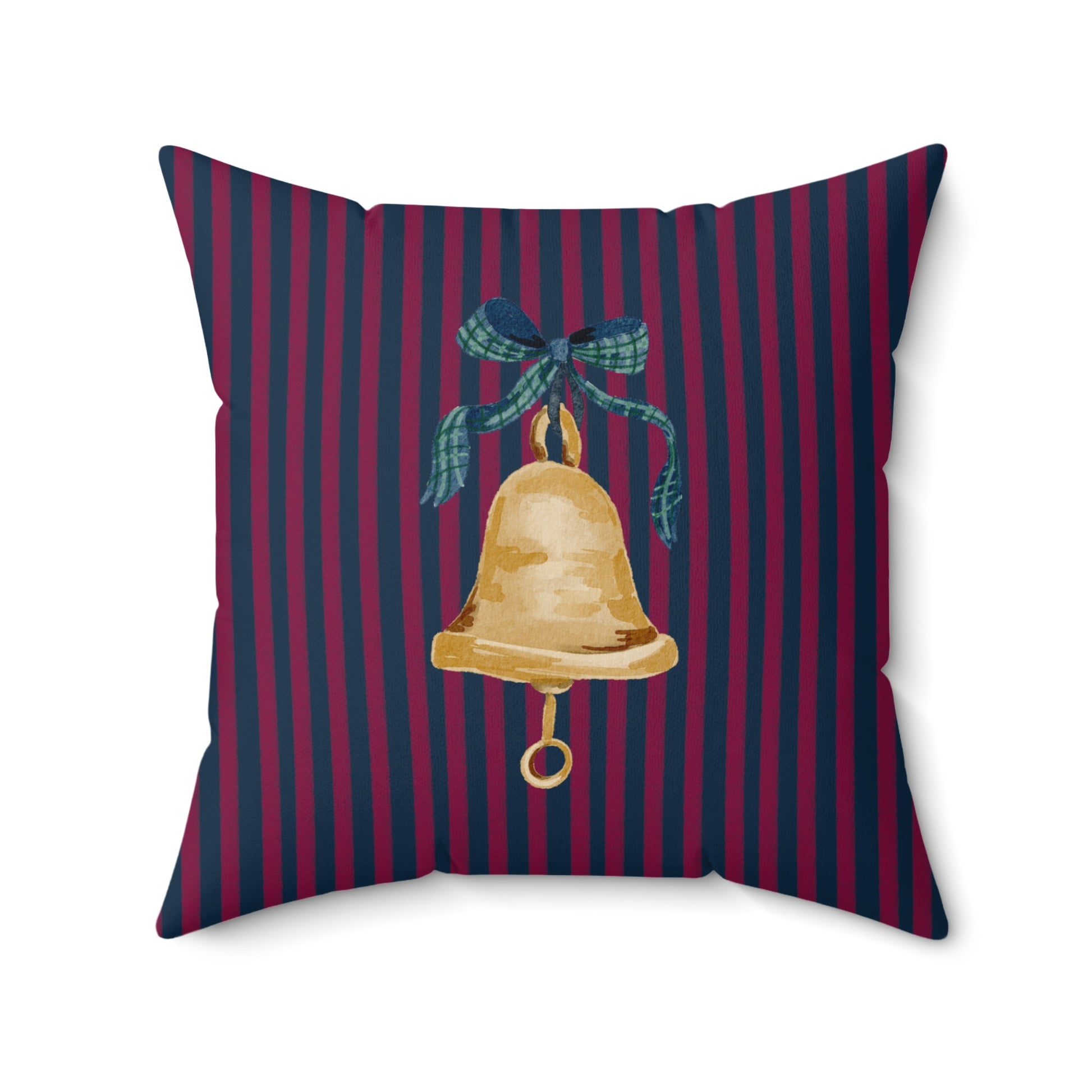 Festive Gold Bell With Striped Background Pillow Product