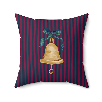 Festive Gold Bell With Striped Background Pillow Product
