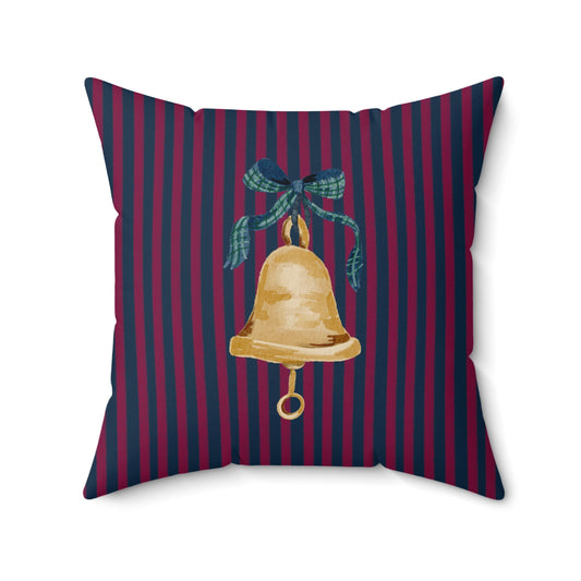 Festive Gold Bell With Striped Background Pillow Product