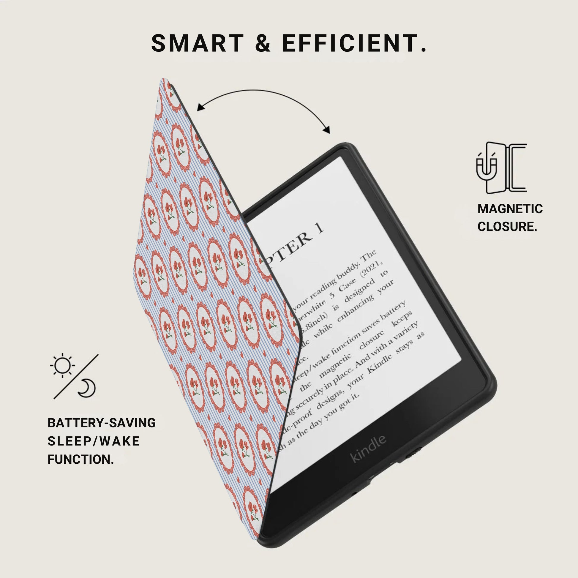 Smart Efficient Kindle Cover with Magnetic Closure